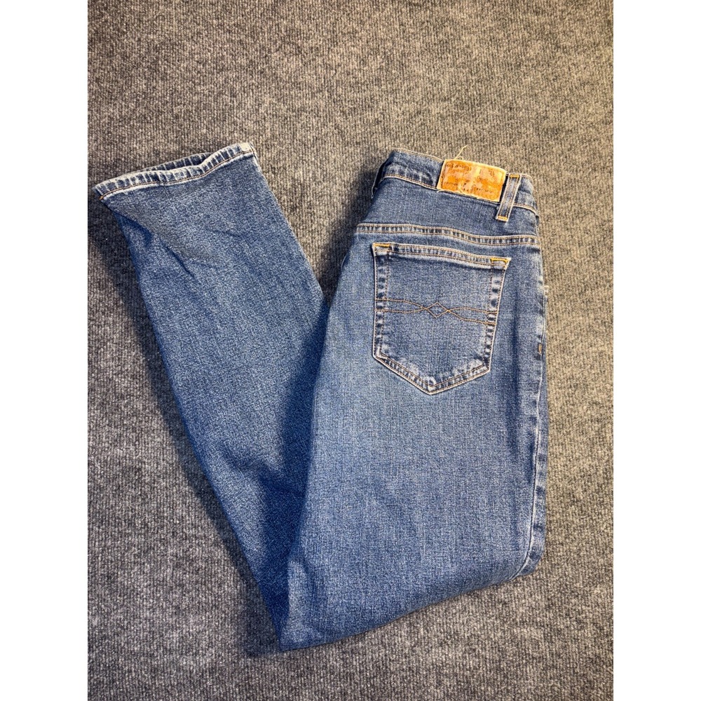Faded Glory Straight Jeans Womens 12 Blue Denim Stretch Classic Fit Medium Wash